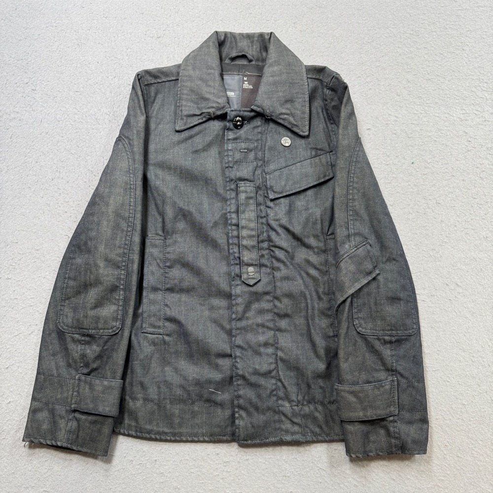 G-Star Raw Denim Jacket Men's Medium Gray Button Down Cotton Field Chore Coat